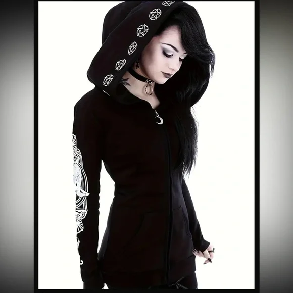 NWOT Mystical Baphomet Print Black Gothic Jacket - Picture 5 of 15